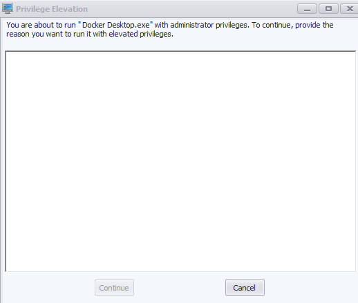 Privilege Elevation Dialog